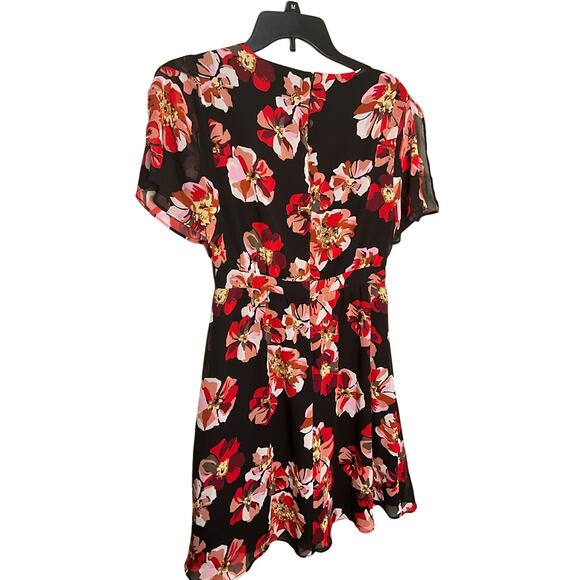 Madewell Tulip-Sleeve Mini Dress French Rose V-Neck Peri Clover Womens Size 0 - Picture 2 of 2